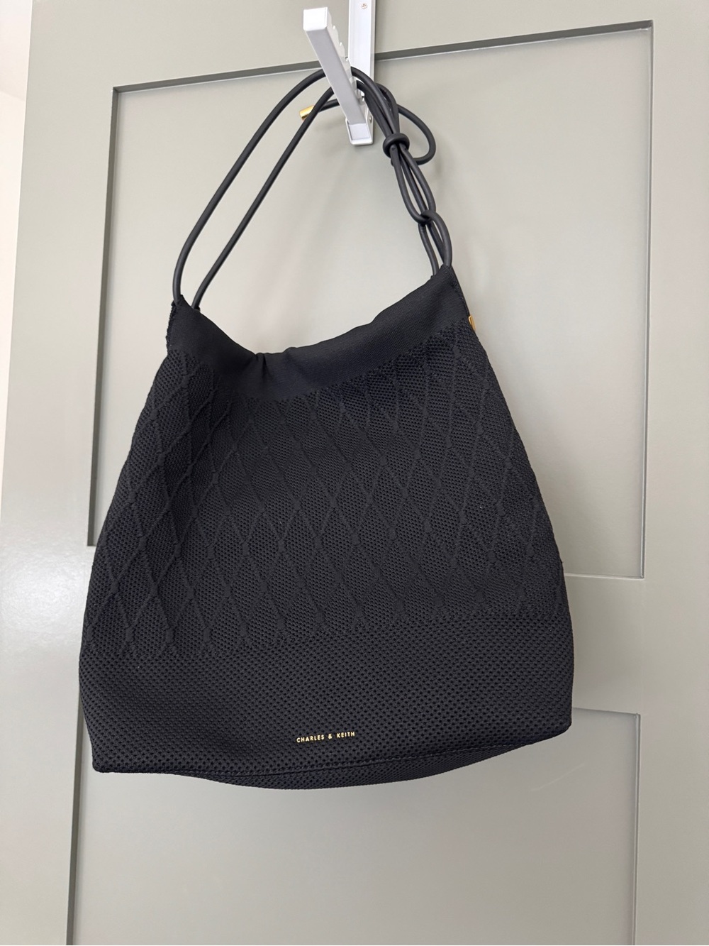 Charles & Keith Black Knit Shoulder Bag